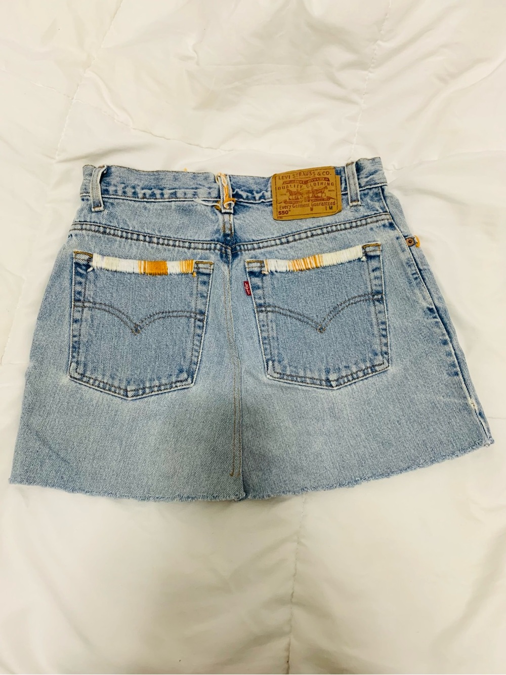 Levi's Light Blue Denim Mini Skirt with Colorful Patchwork from Japan - Picture 2 of 10
